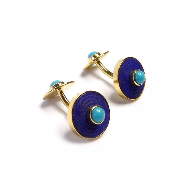 cufflinks lapis lazuli - turquoise - gold