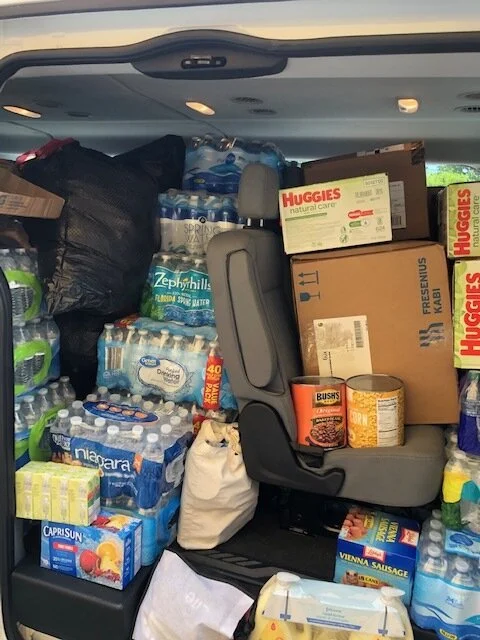 The back of one van with supplies for the Bahamas. Photo Courtesy of Jonathan Burrows