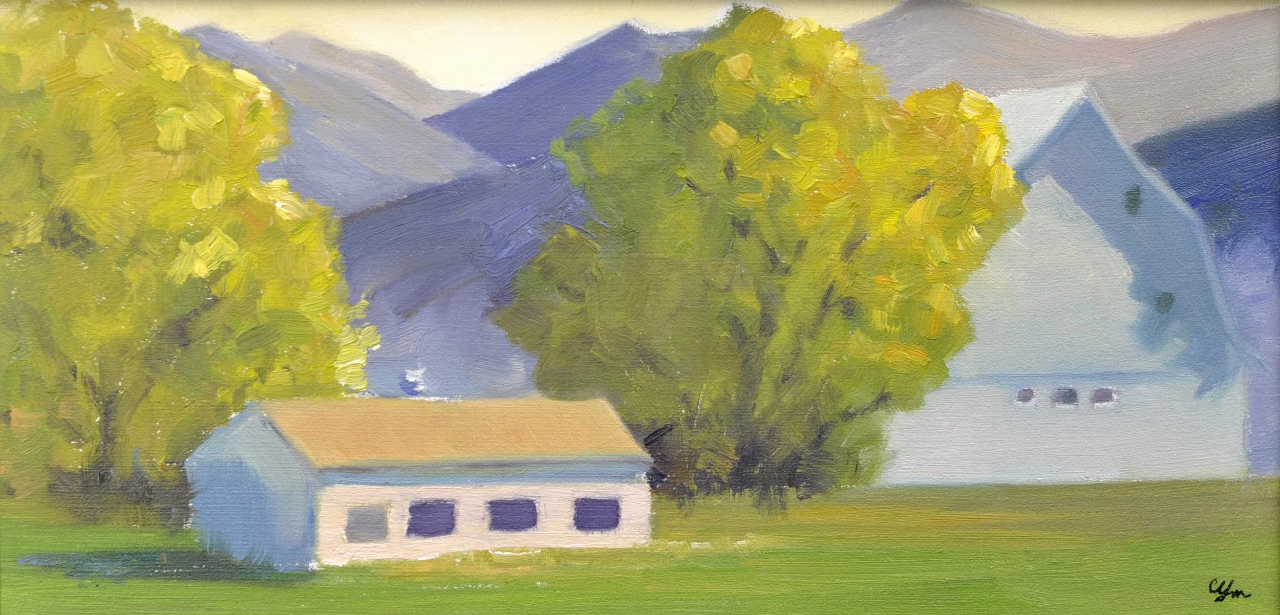 Quiet Morning in Springhill 6"x12" panel PRIVATE COLLECTION