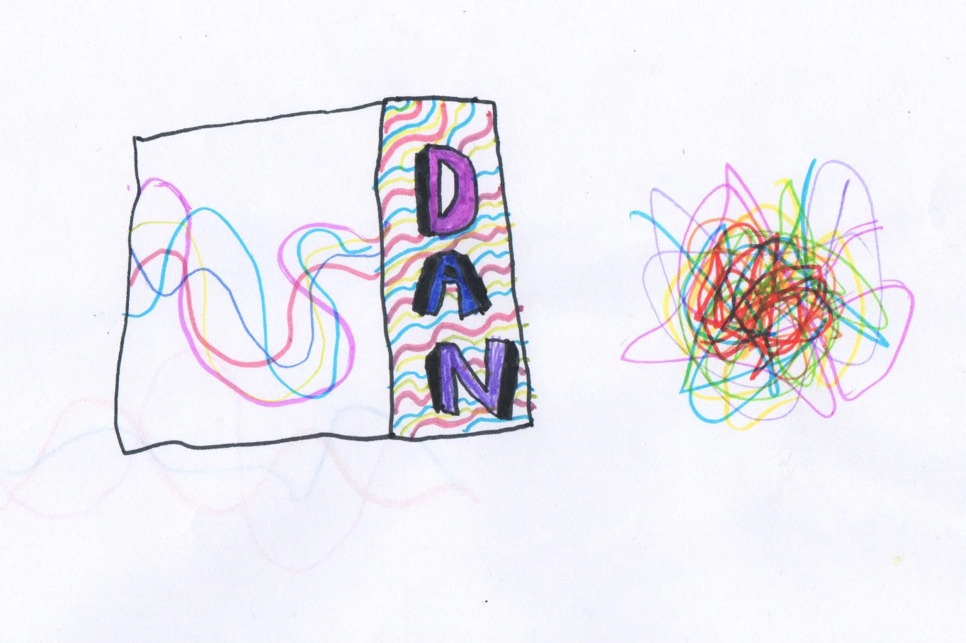 Design idea: Using scrambled lines with vibrant colours, or scrambled lines which are given a 'sense of order' by DAN.