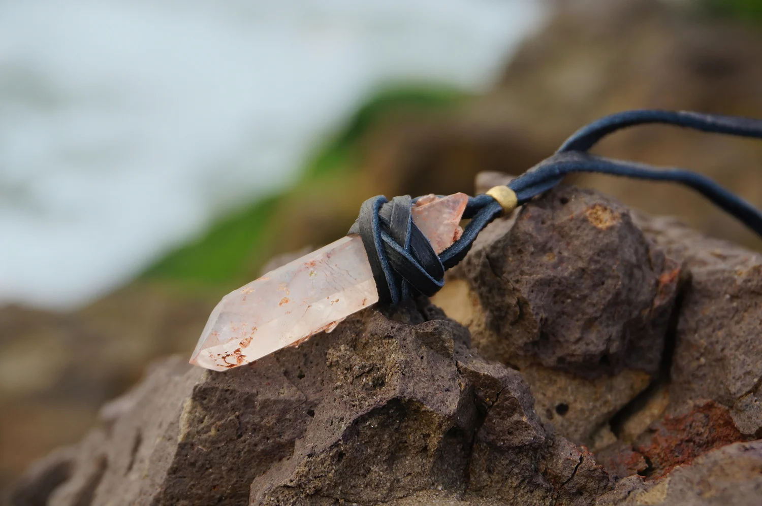 Ajoite & Hematite Included Quartz Necklace