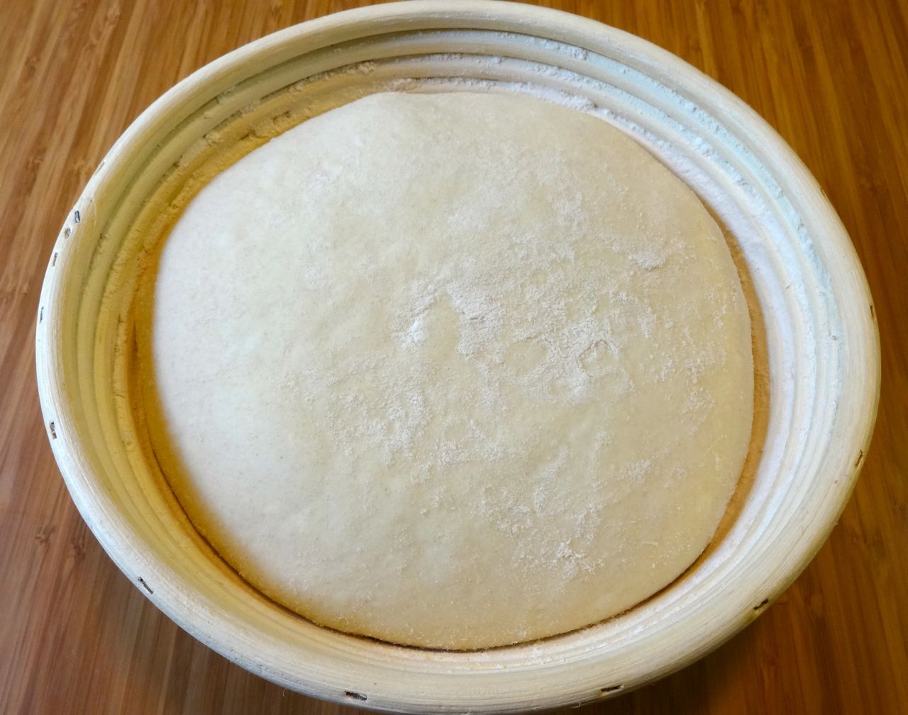 6. after a couple of hours covered, it has doubled and is ready to bake