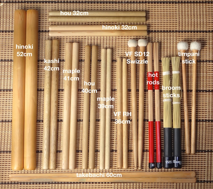 Taiko sticks labeled
