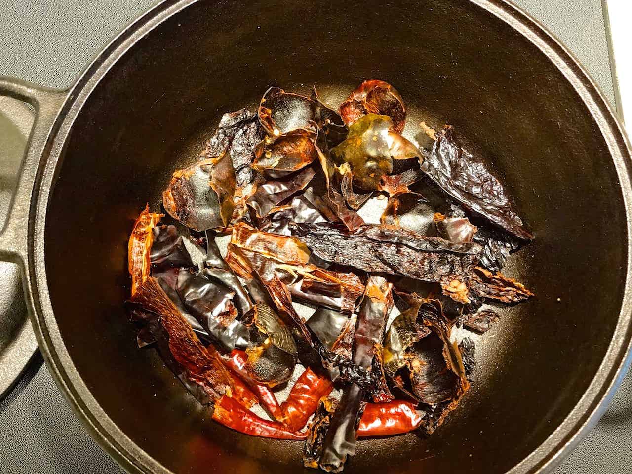 cast iron dutch oven works great for toasting