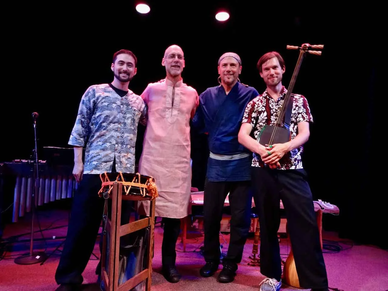 After concert photo in Santa Cruz with Robbie Belgrade, John Kaizan Neptune, and Kyle Abbott