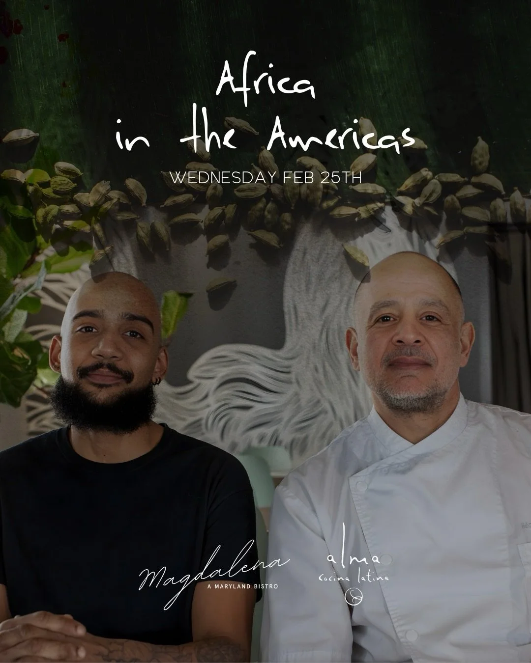 Africa in the Americas 

This February, we celebrate the second edition of Africa in the Americas, a night where African and Latin roots meet at the table.

Chefs H&eacute;ctor Romero and Scott Bacon of Magdalena come together for a four-course, fami