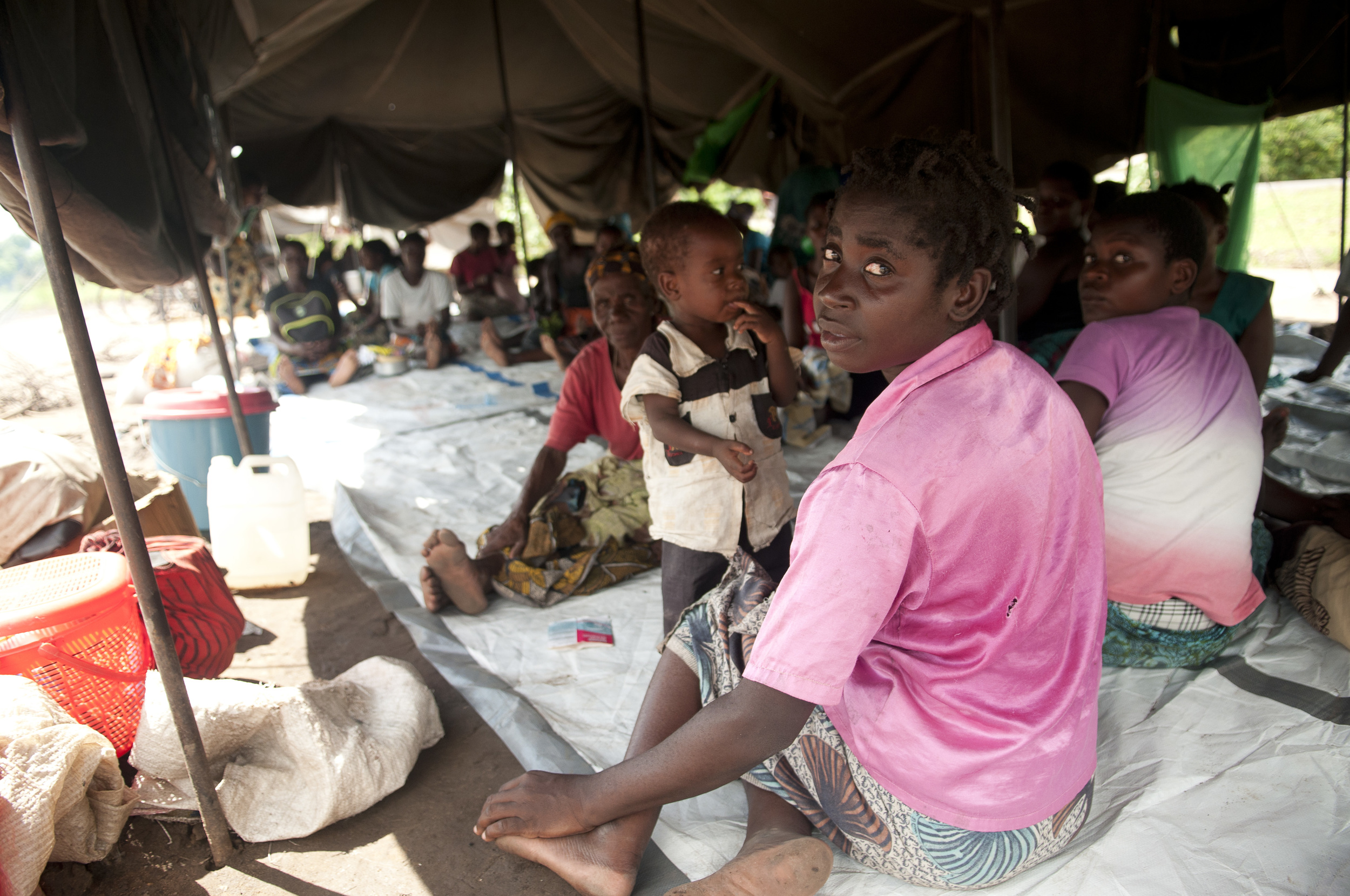 Flood victims seek shelter in tents at Sekani 1 camp in Chikwawa district.