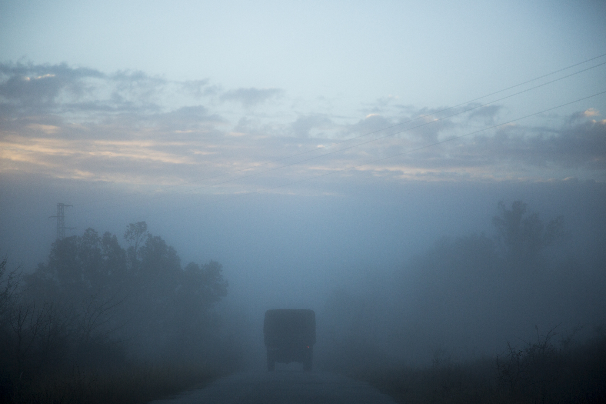 Border Police use military trucks to reinforce the 'green border' a popular crossing point for asylum seekers. 