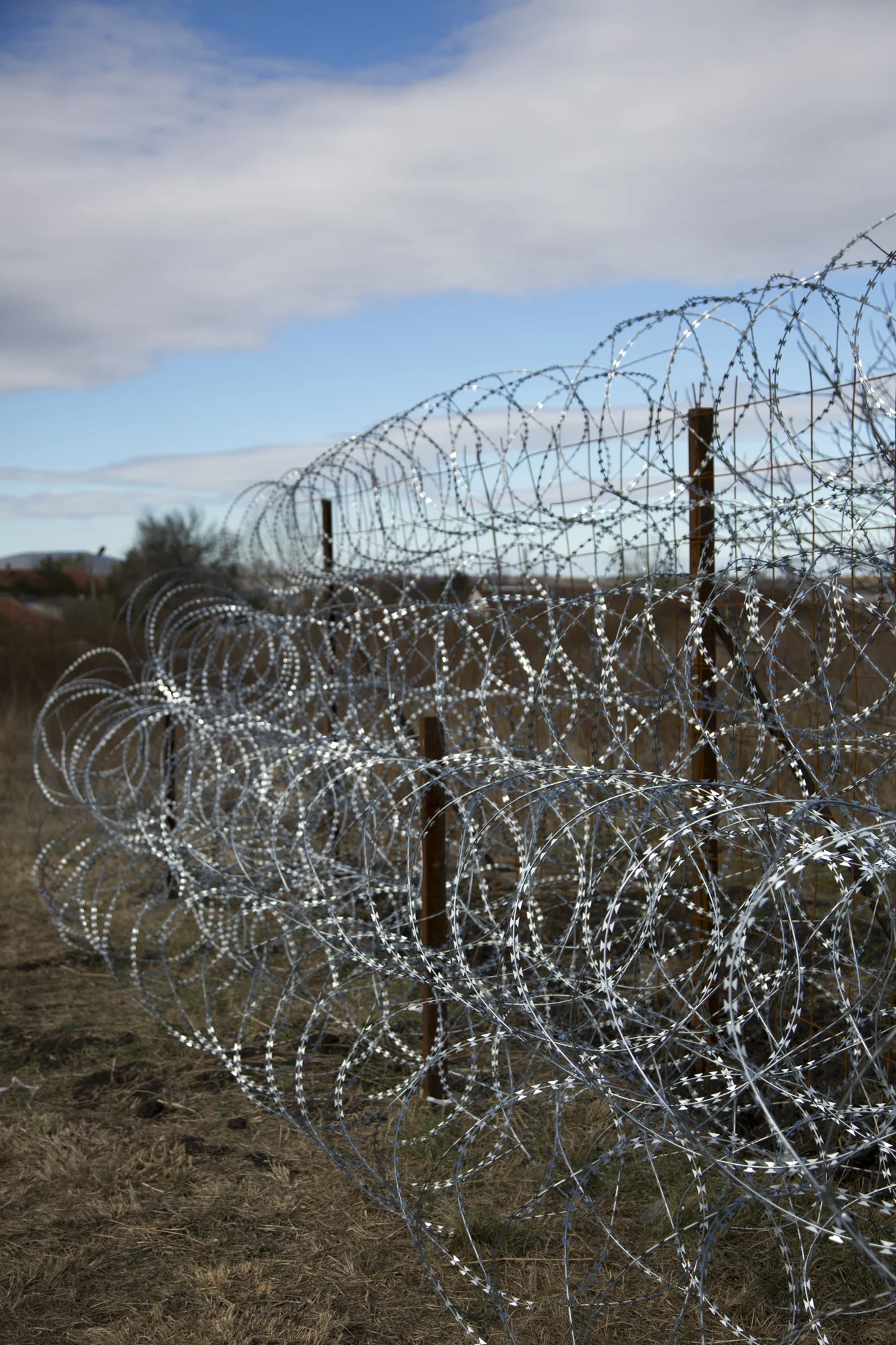 A prototype of the fence Bulgaria is building on the 'green border' area where thousands of migrants have crossed into the EU over the last year.