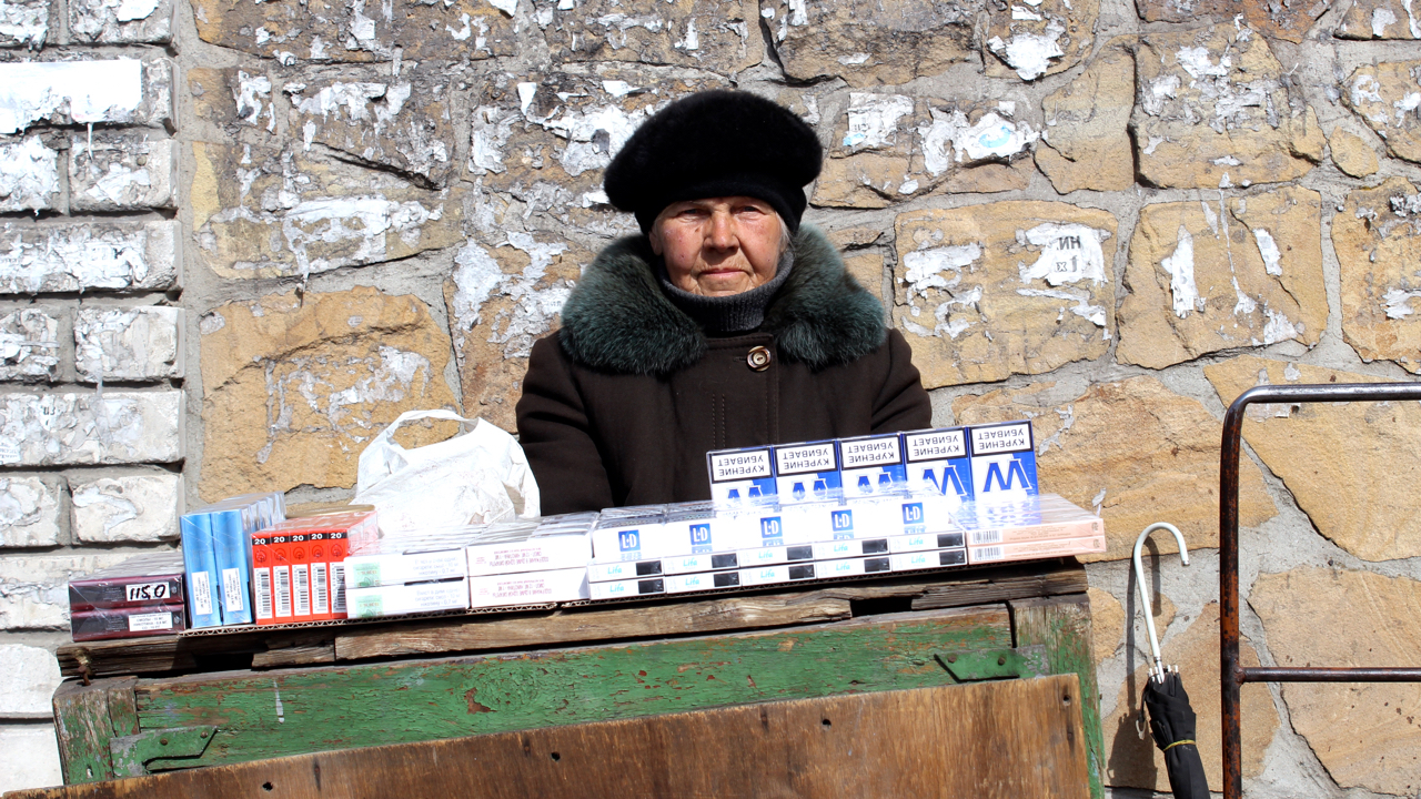 Anna Vasiliyevna, 83, makes 25 cents a day selling cigarettes 