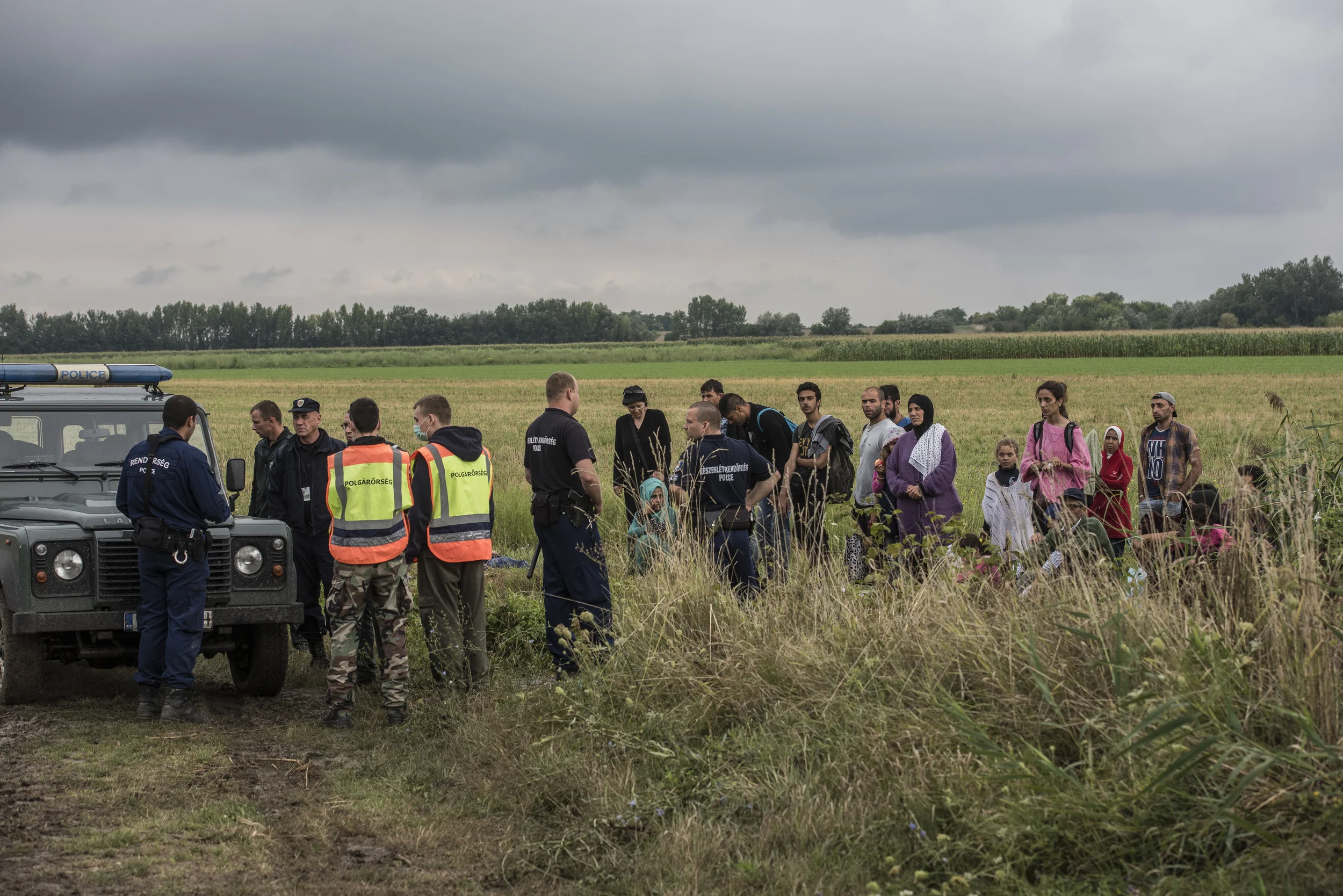 Among the group in a stand-off with border officials are seven sisters, aged between six and 24, who have travelled from Damascus with their parents