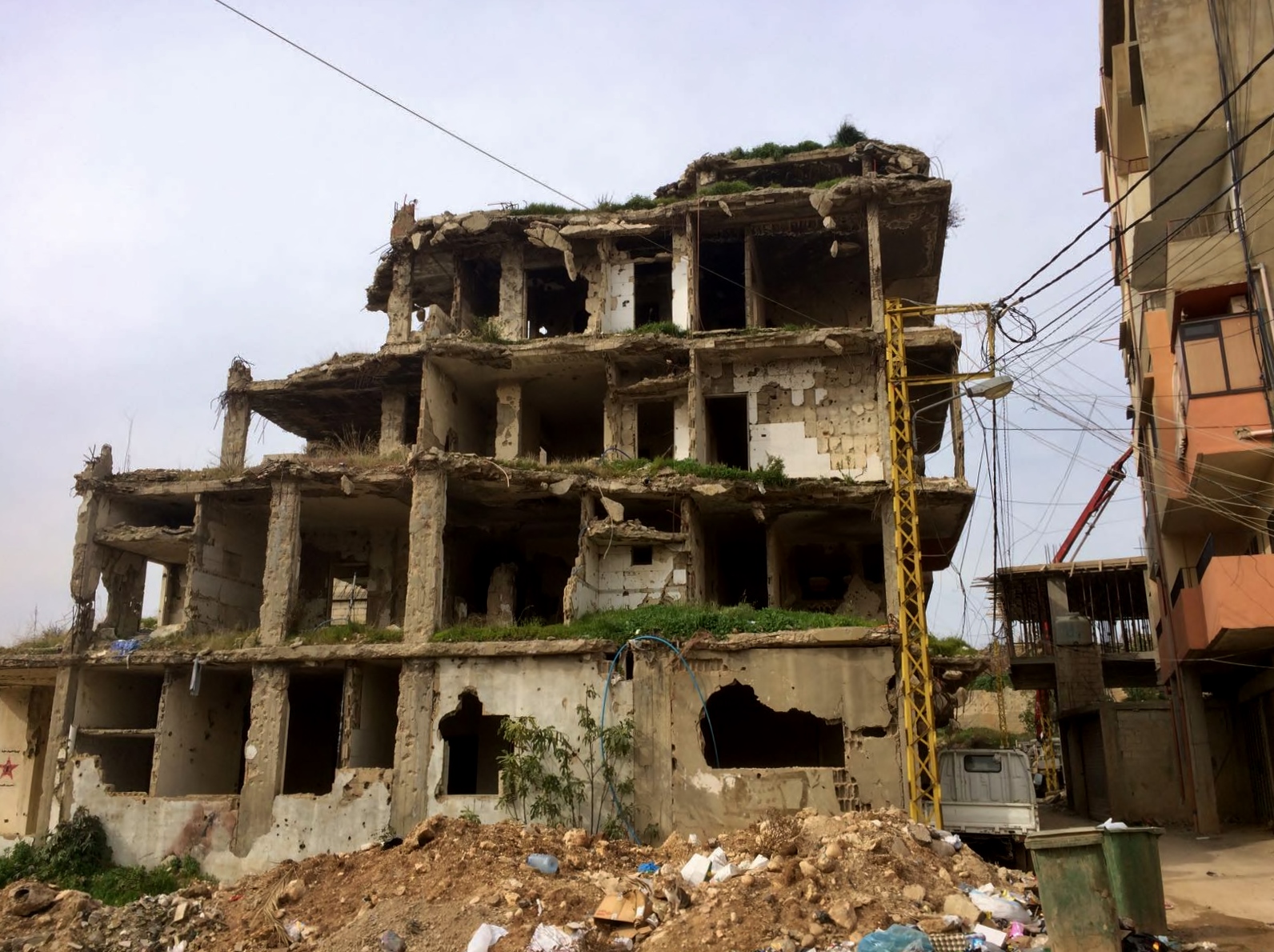  A pancaked building left over from the 2007 war in Nahr al-Bared 