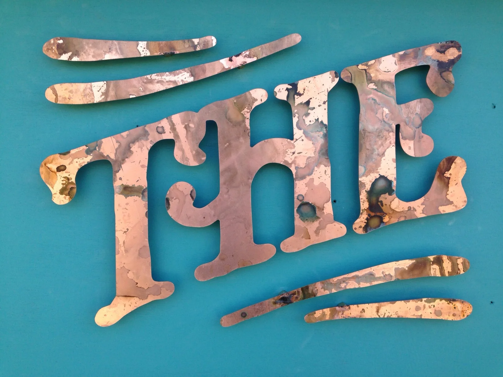 Distressed Copper letters - Bear on the Barge