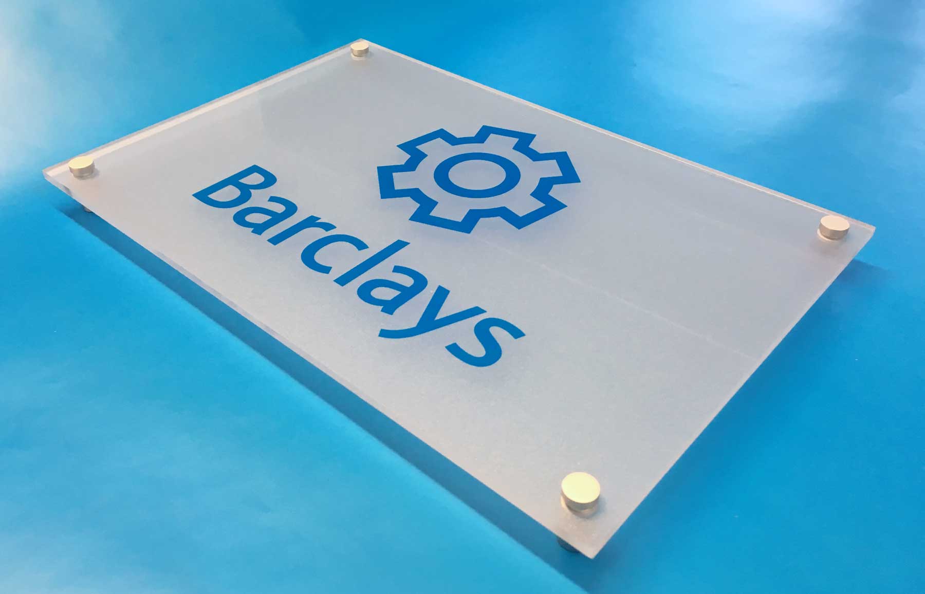 Barclays acrylic sign frosted