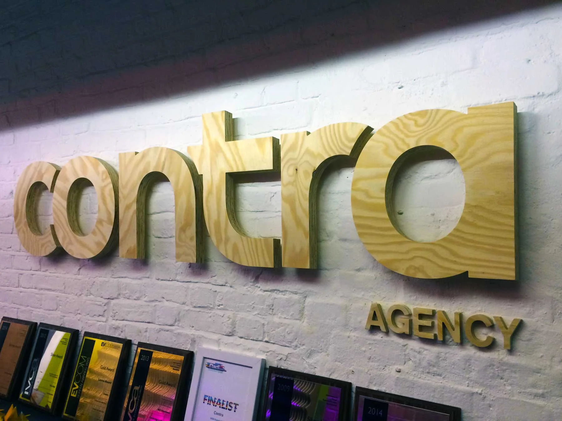 Contra ply wood sign.