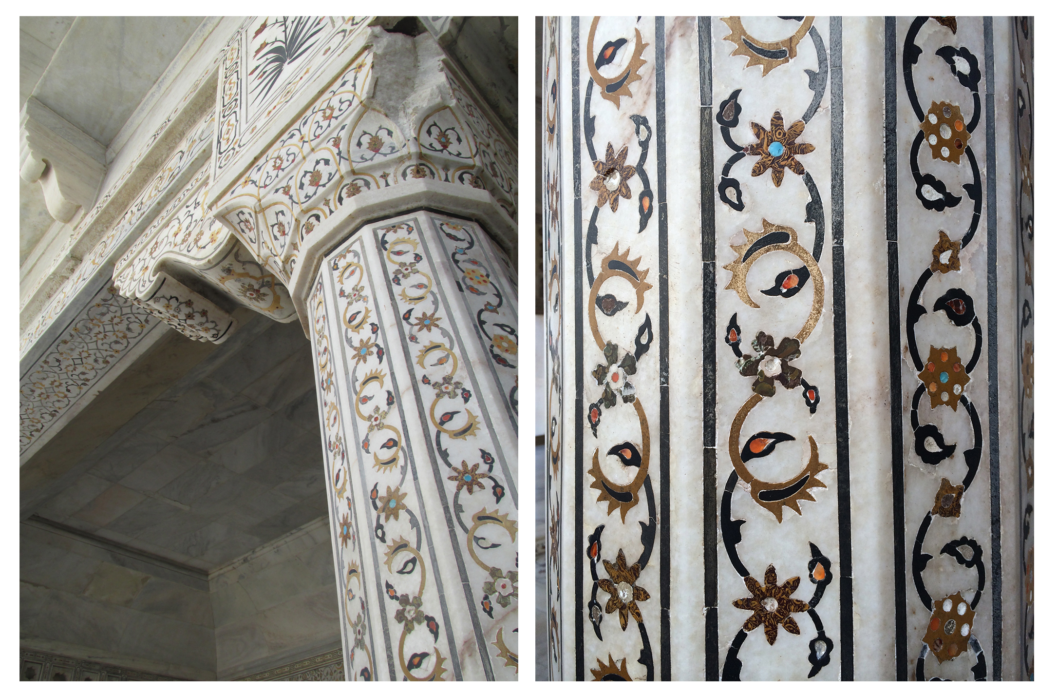 Marble inlay details at Agra Fort