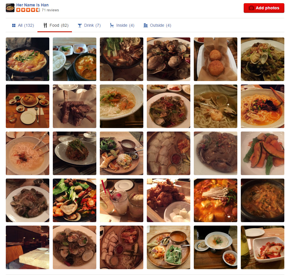 Her Name is Han Photos page on Yelp