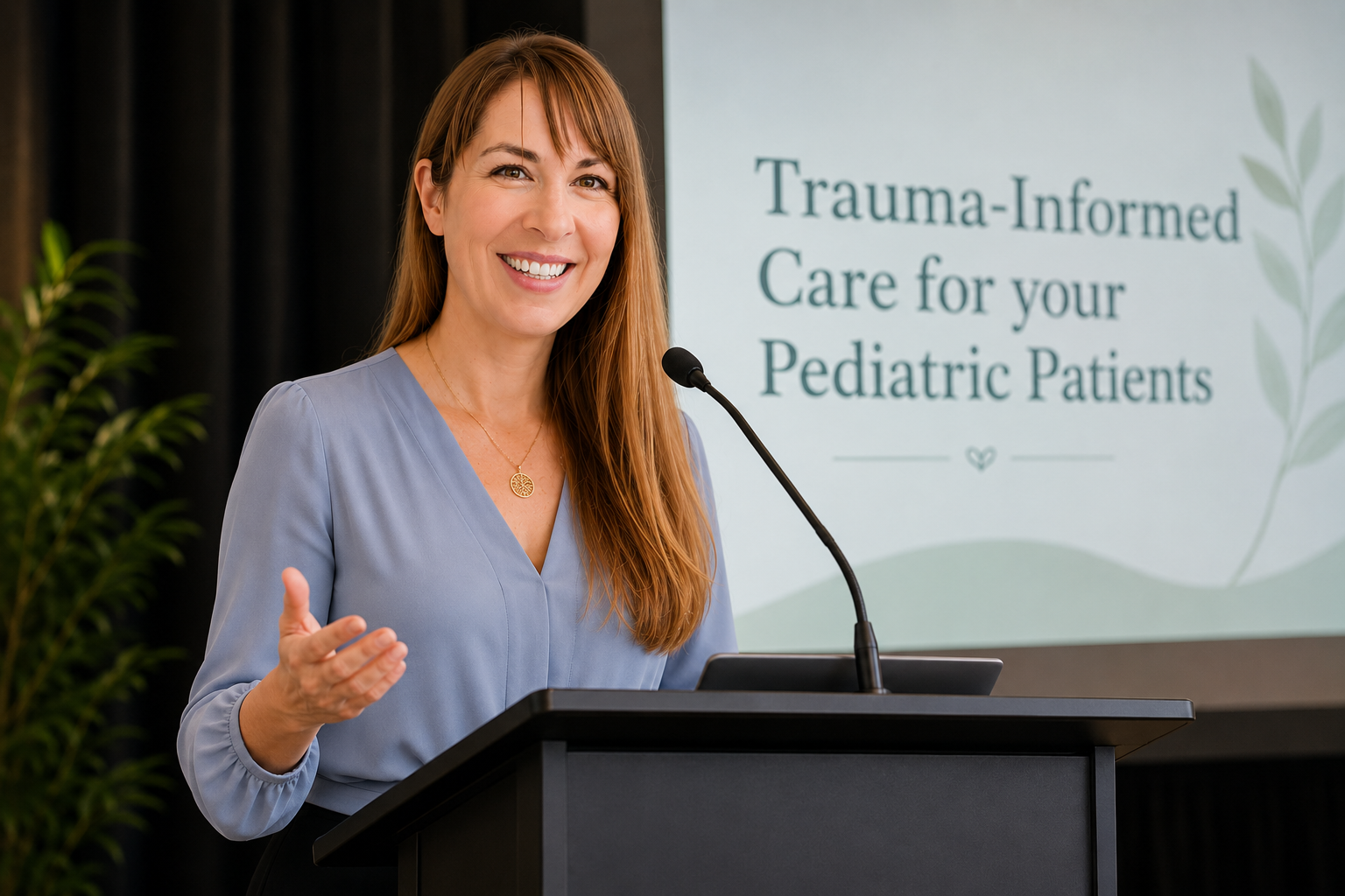 image of Gayle Maguire behind a podium