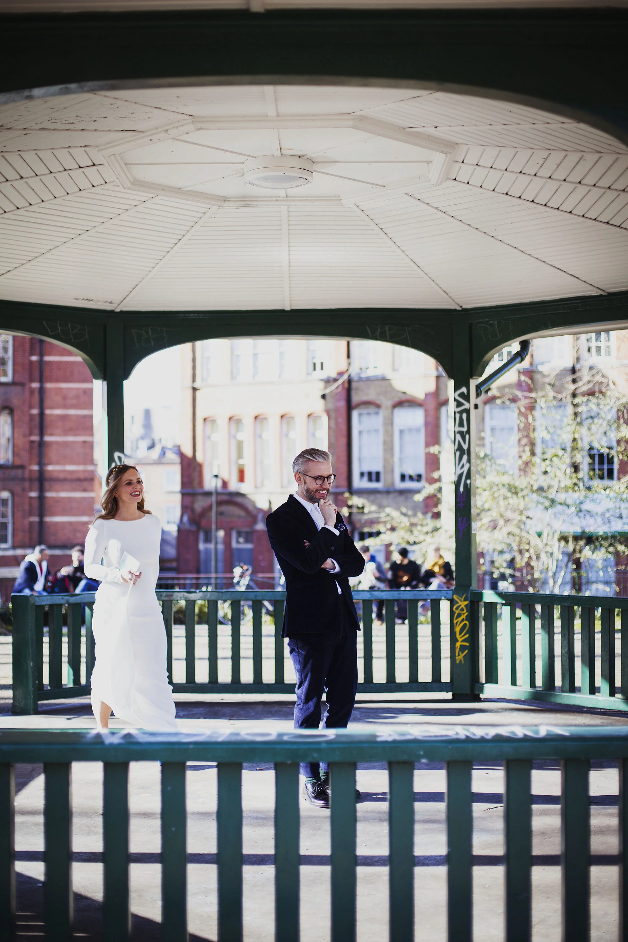 Bride and groom first look ceremony