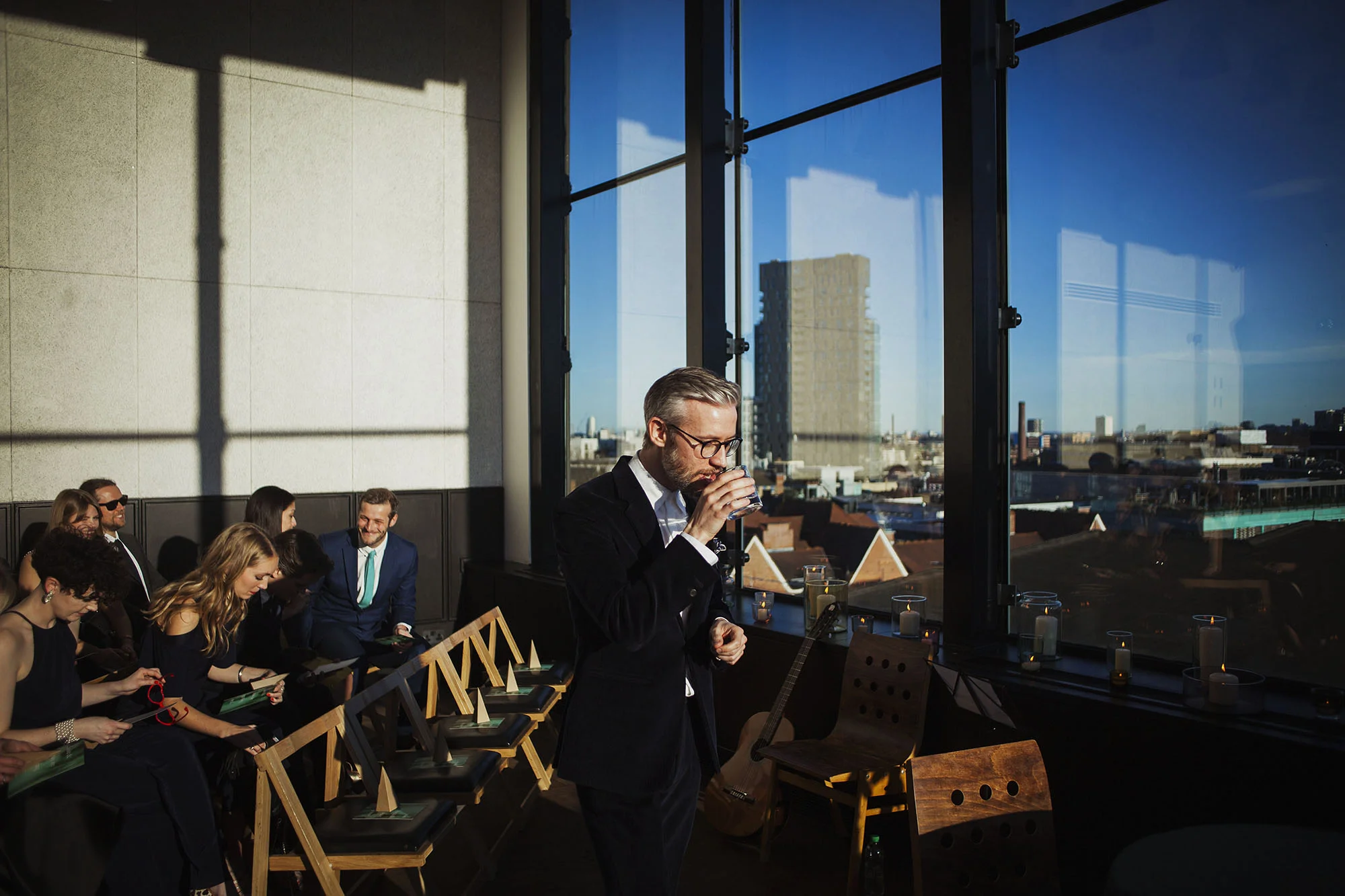 groom waiting for the bride at the ace hotel london