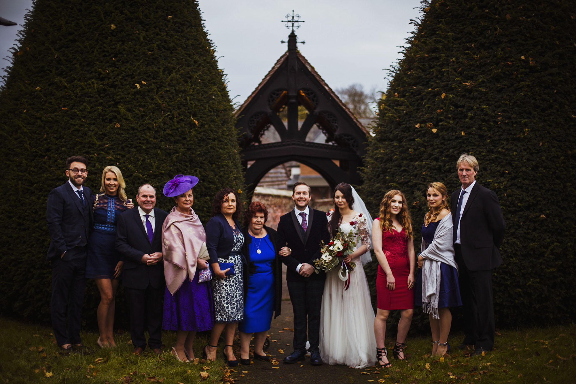 bride and groom with bride's mother's family