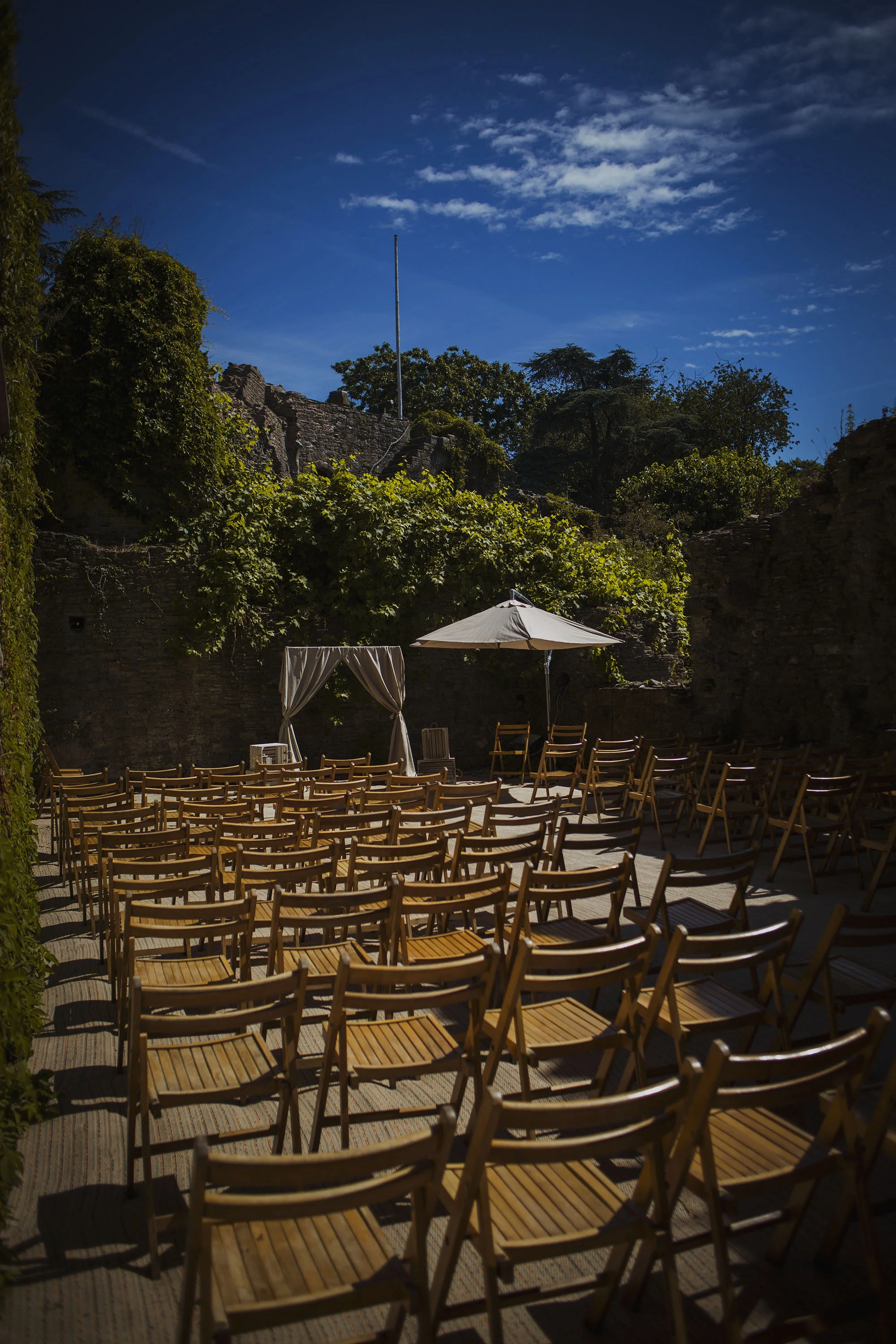 ceremony set up at usk castle