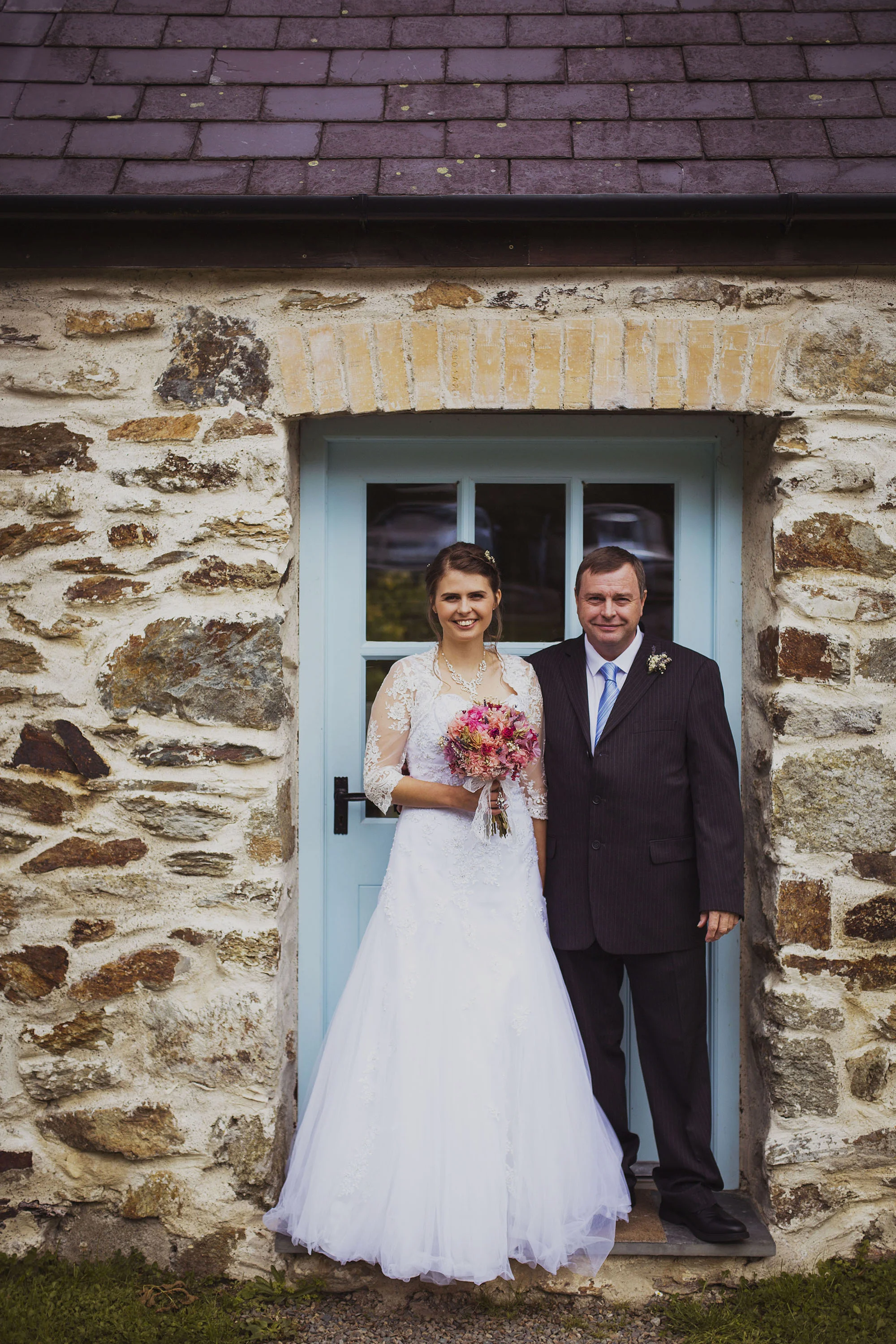 bride and father at nantwen wedding venue