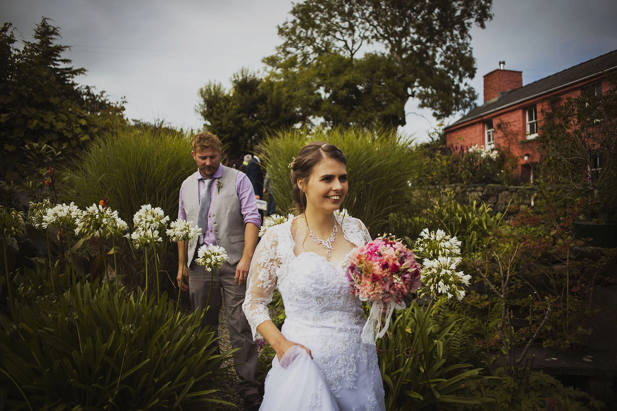 bride and groom at dyffryn fernant gardens in pembrokeshire