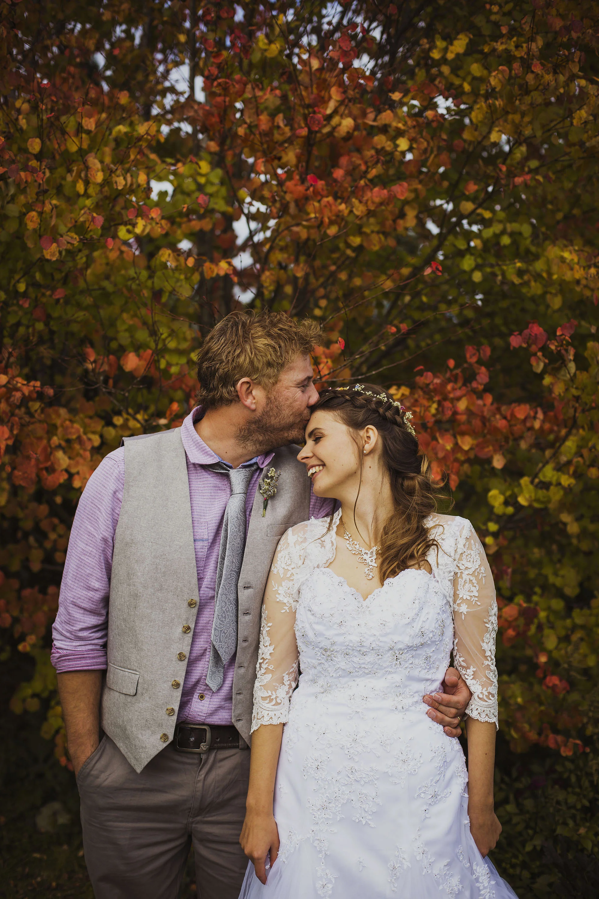 bride and groom at dyffryn fernant gardens in pembrokeshire