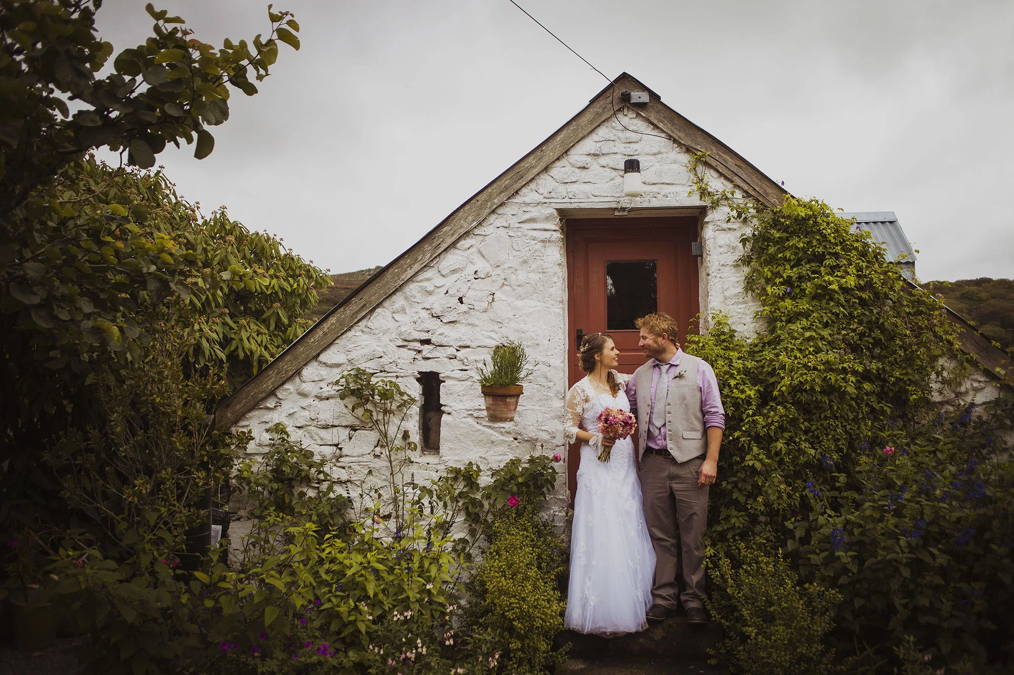 bride and groom at dyffryn fernant gardens in pembrokeshire
