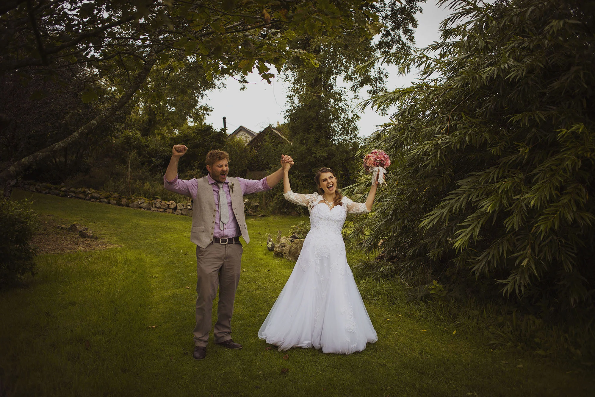 bride and groom at dyffryn fernant gardens in pembrokeshire