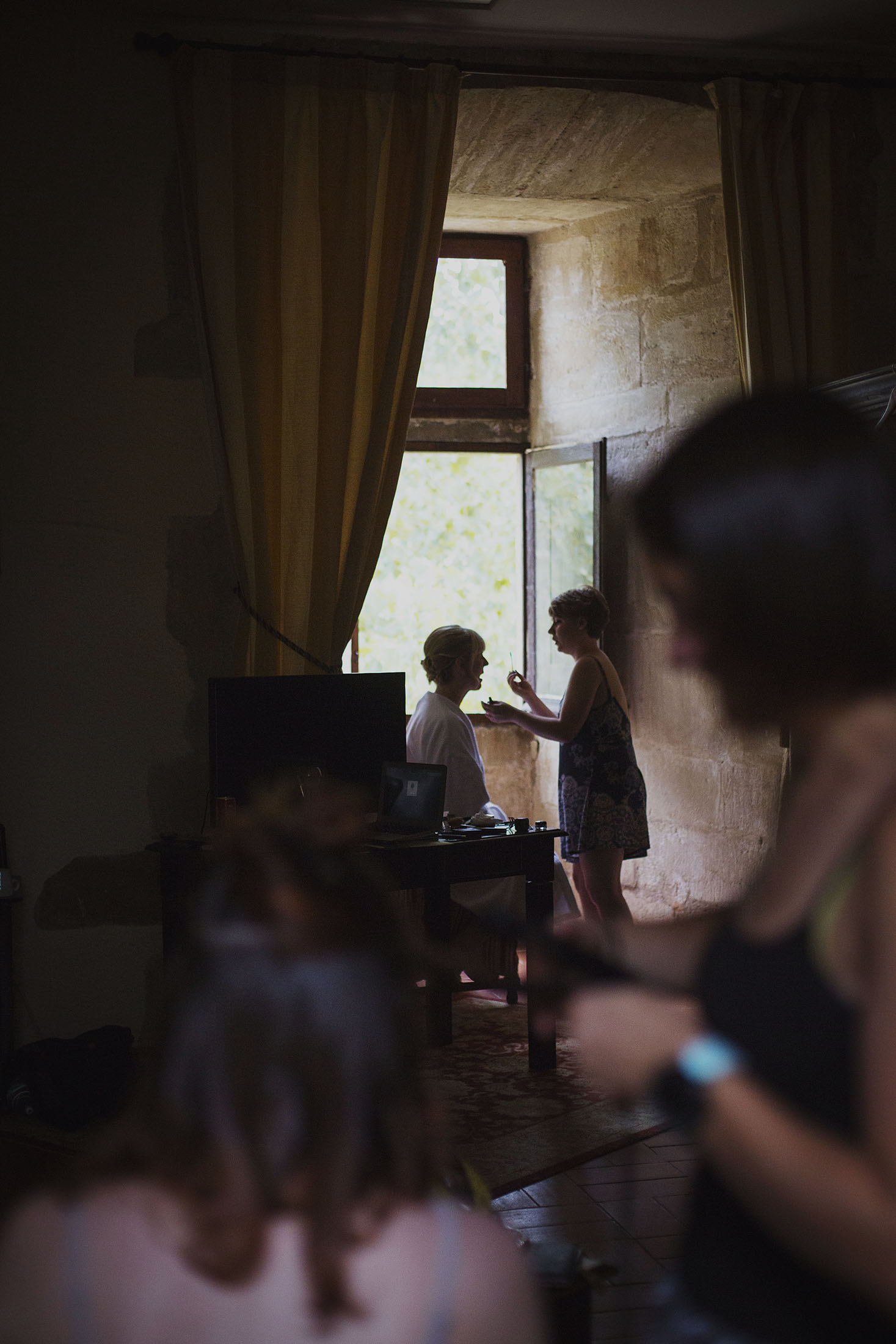 bridal preparations at chateaux des ducs de joyeuses france destination wedding photography