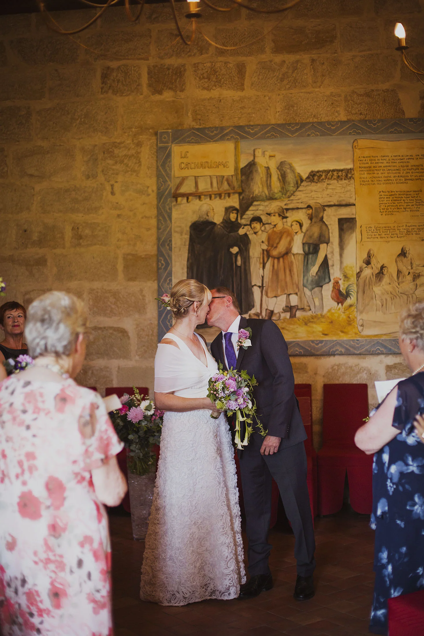 first kiss wedding ceremony at chateaux des ducs de joyeuses france destination wedding photography