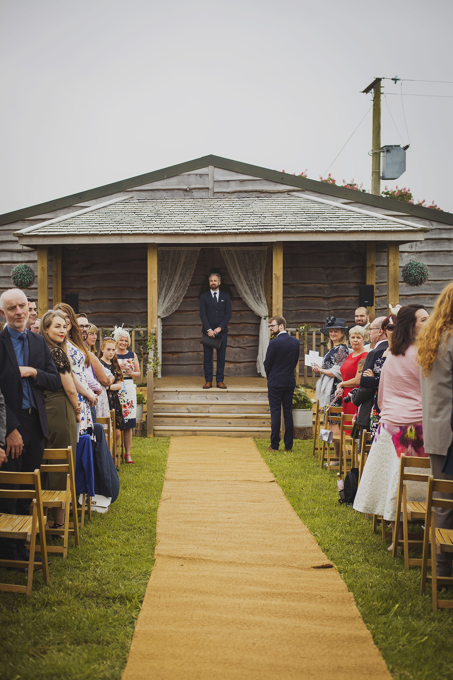 groom waiting at cott farm barn somerset wedding venue
