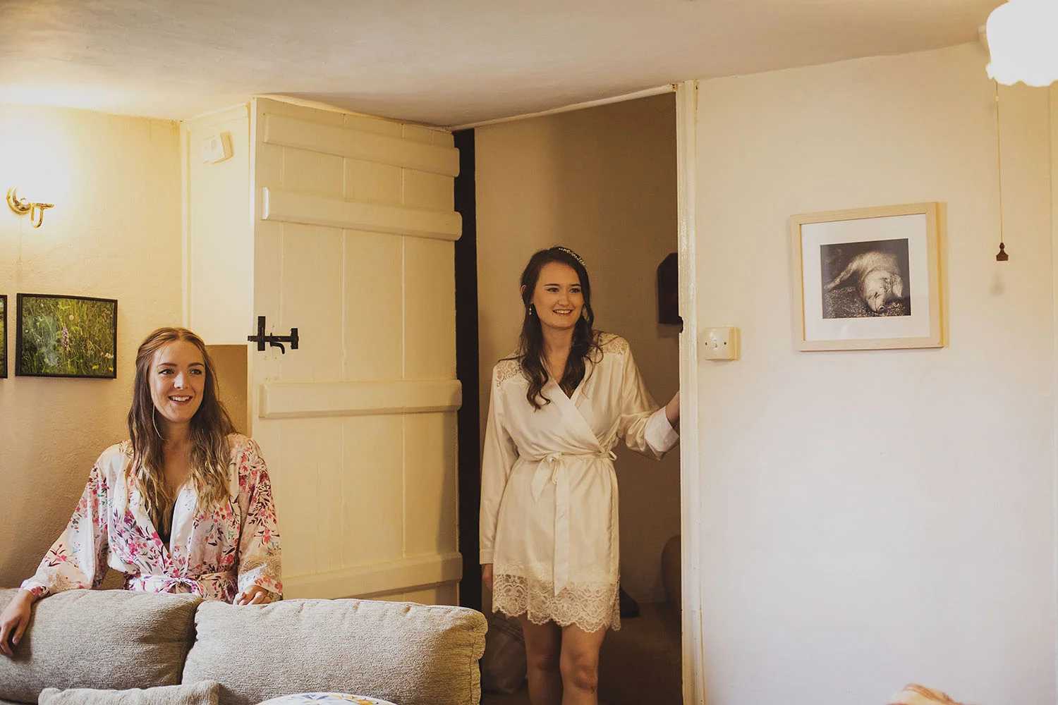 bride and bridesmaid bridal prep somerset wedding