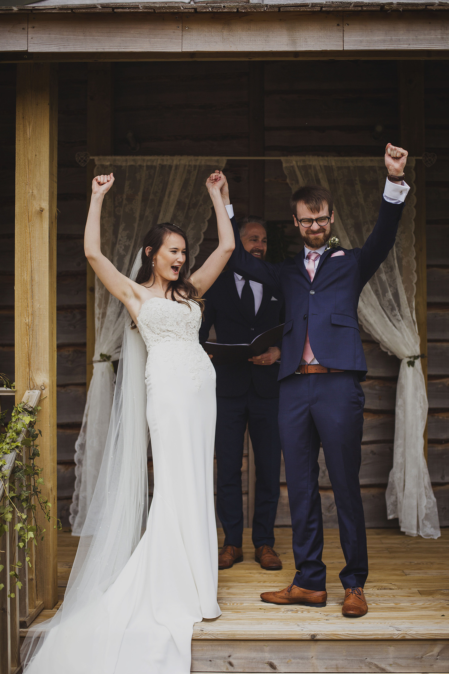just married at cott farm barn wedding venue somerset