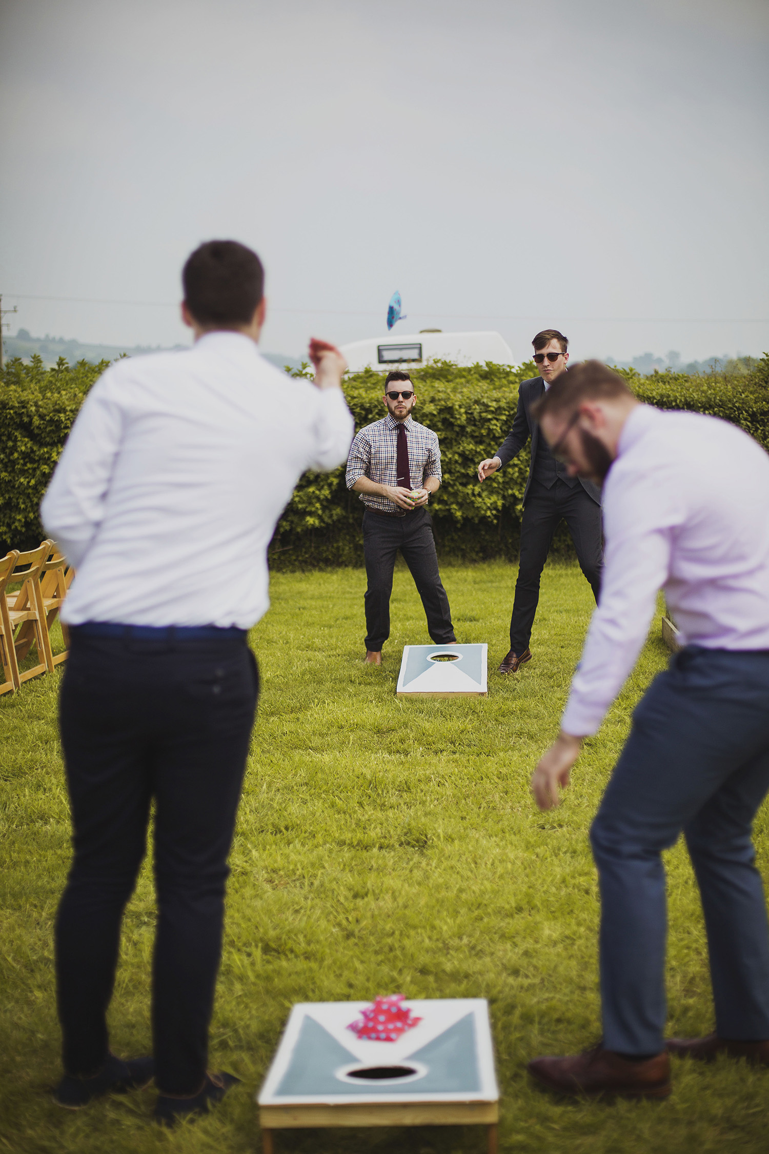 outdoor games at wedding at cott farm barn wedding venue somerset