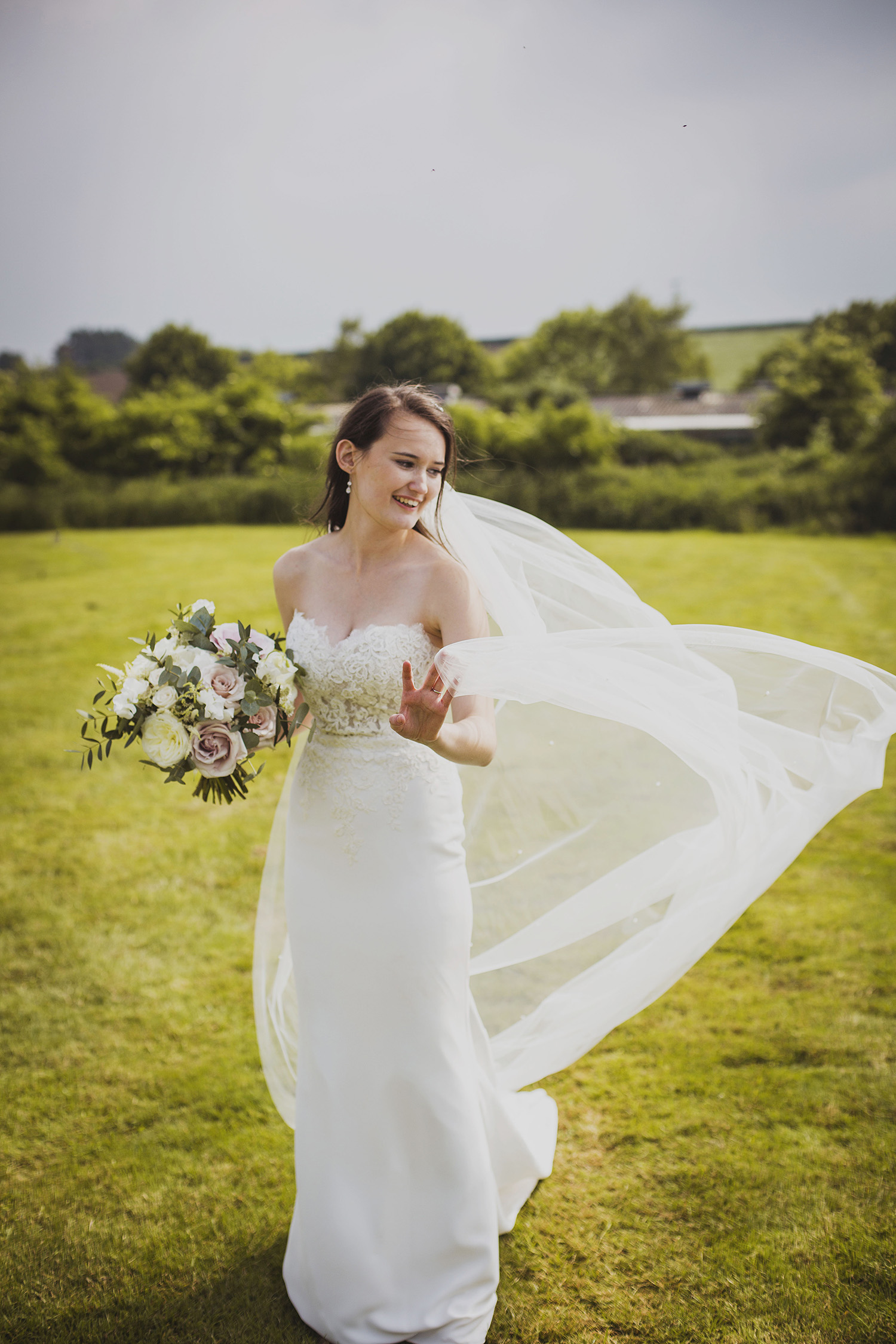 bride portrait at cott farm barn wedding venue somerset
