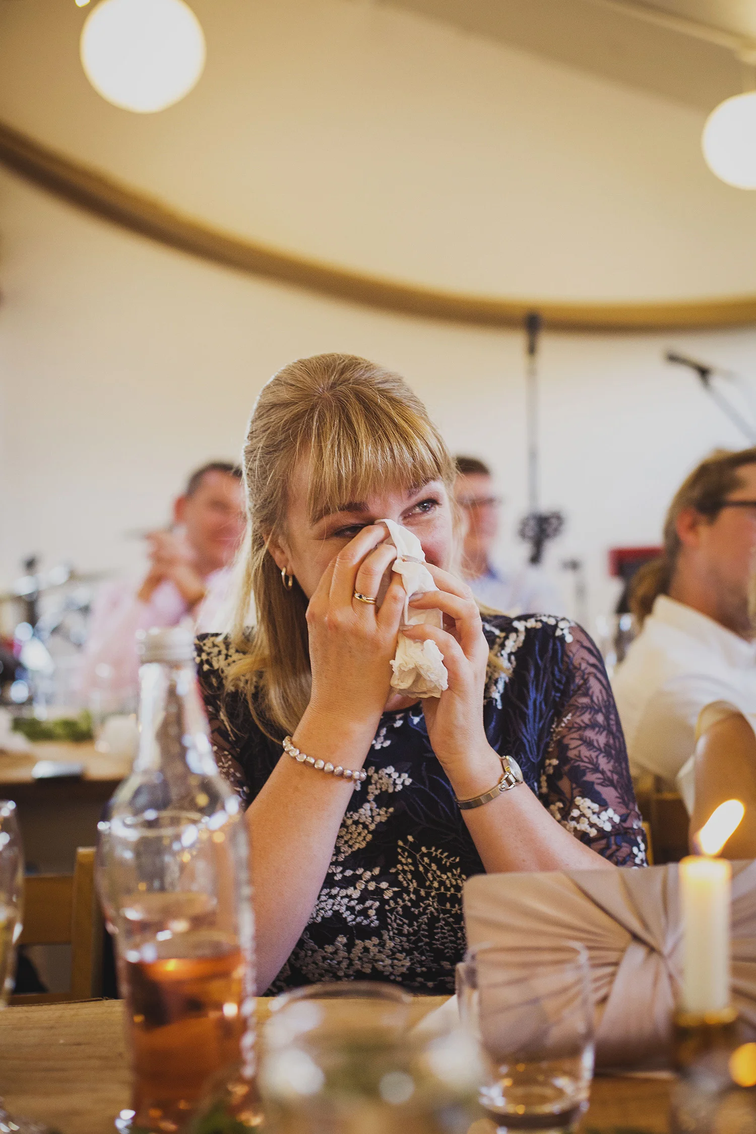 mother of the groom cring at cott farm barn wedding venue somerset 