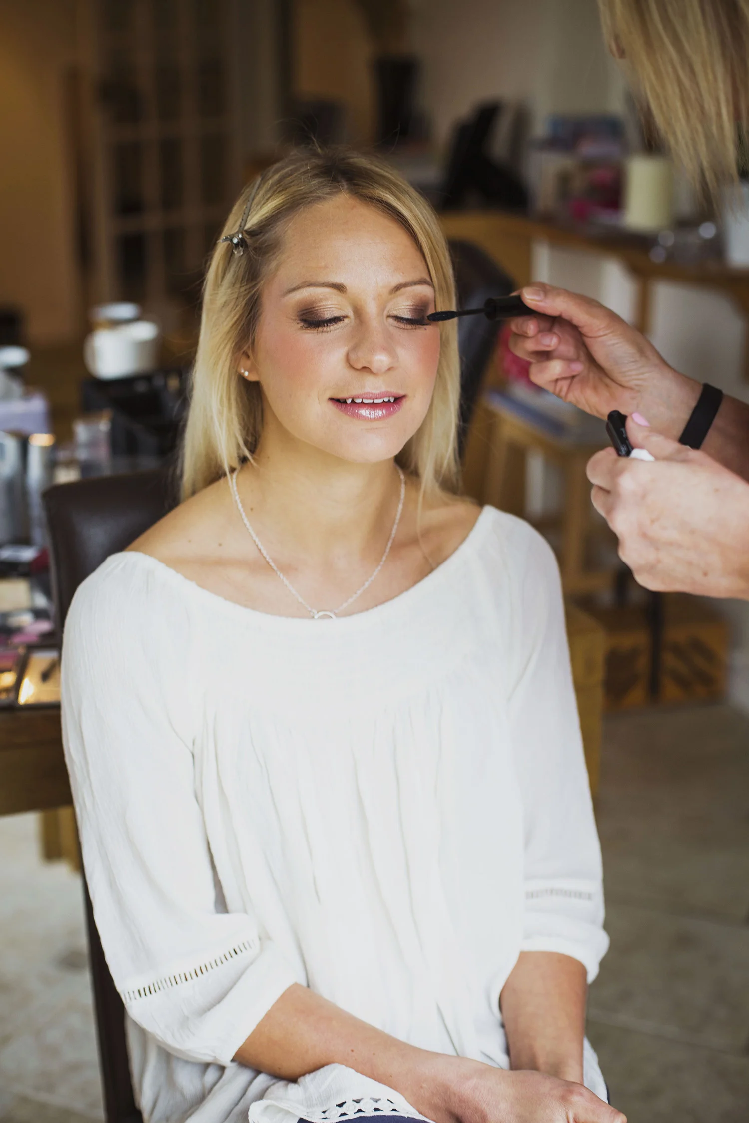 bridal prep at diy wedding