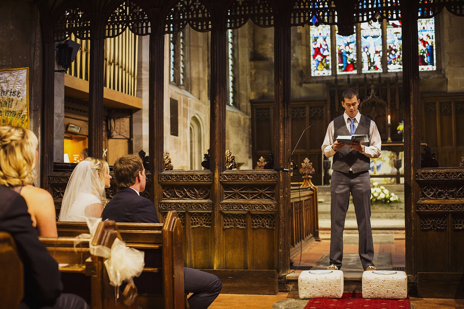 reading at wedding ceremony at knowle parish church