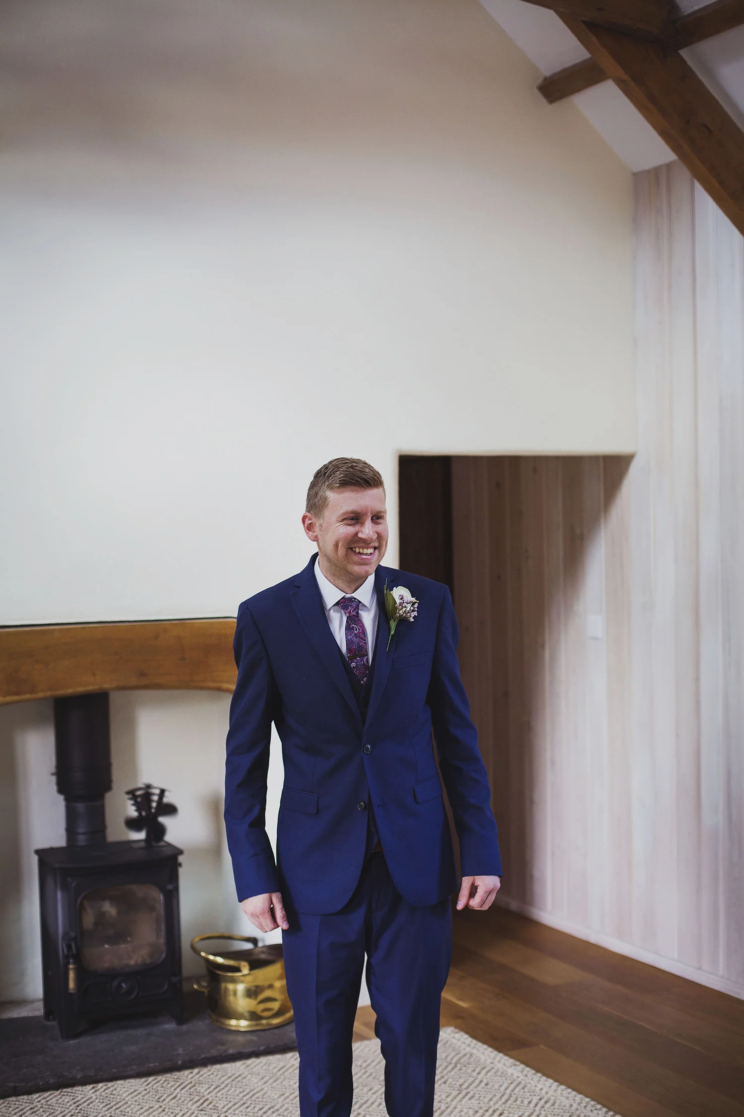 groom waiting for bride at nantwen wedding