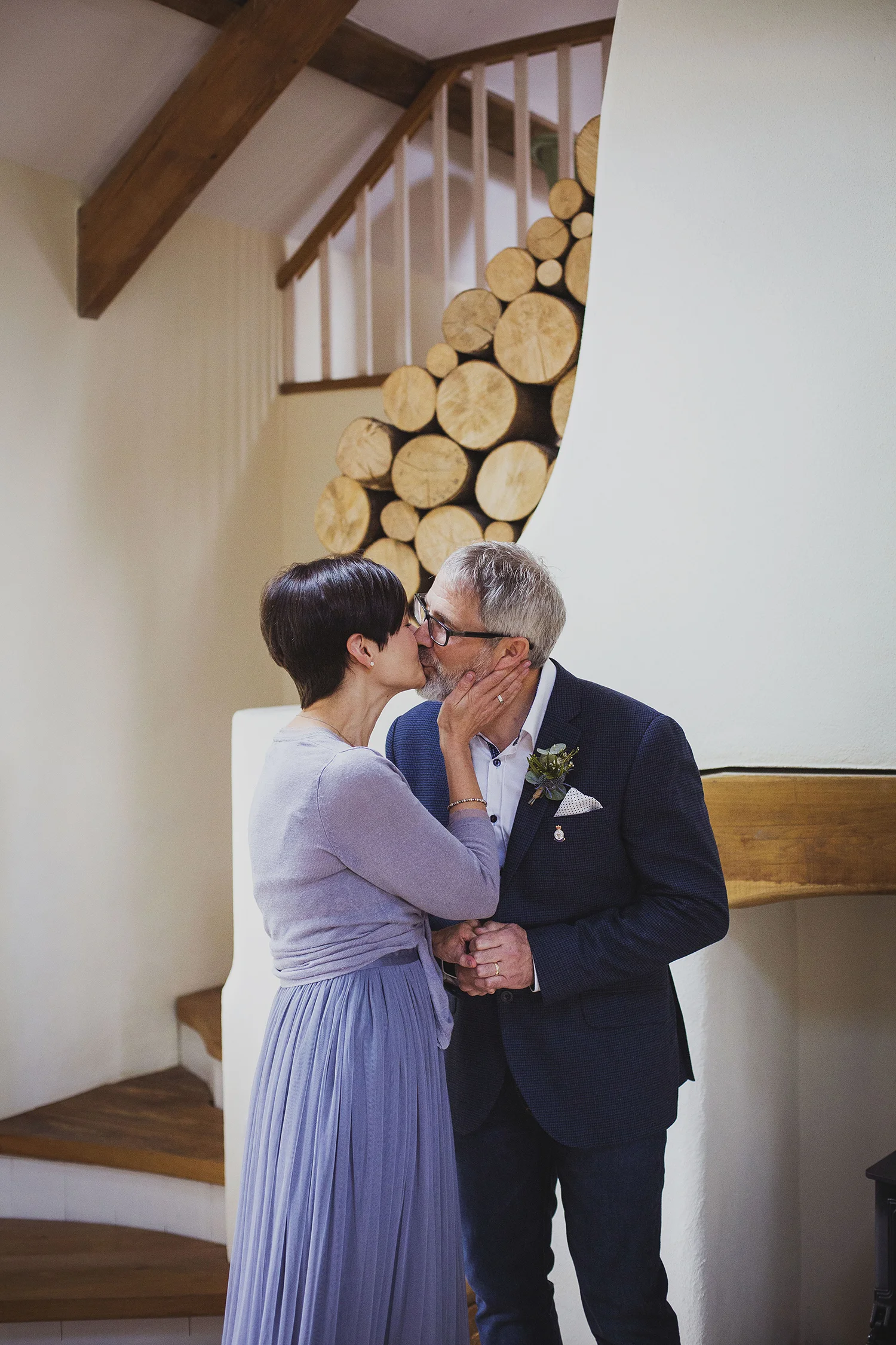first kiss wedding ceremony in cottage at nantwen wedding photographer pembrokeshire wedding photography
