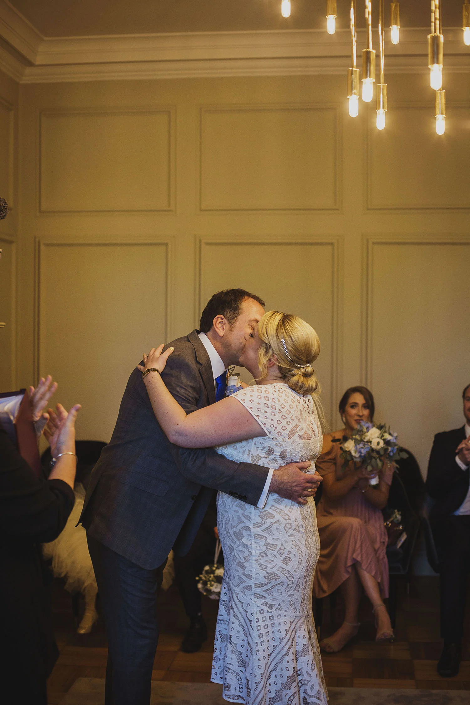 first kiss wedding ceremony pimlico room the old marylebone town hall wedding photographer