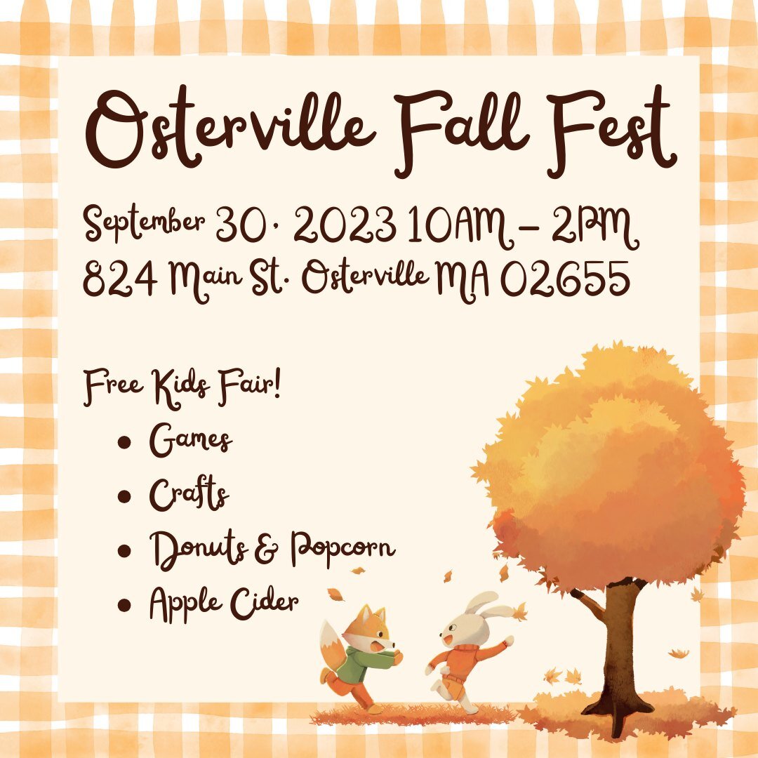 Are you looking for something fun to do this weekend? Join us right here at OBC for Osterville Fall Fest! We will have lots of great treats and activities for your family to enjoy together...all for FREE!