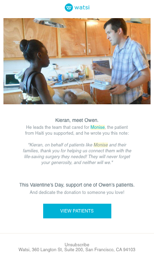 Watsi thank you email