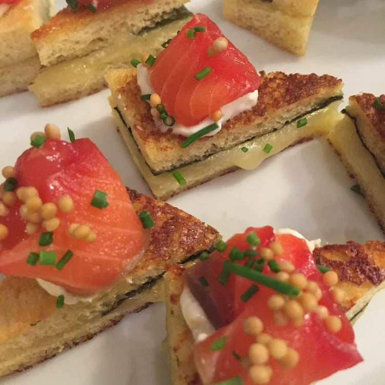 Beet-Cured Salmon on Grilled Cheese
