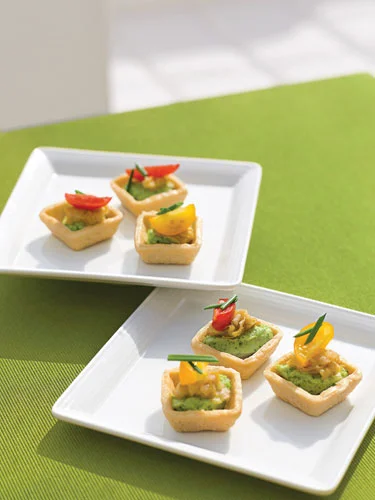 "Boursea,"Caramelized Leeks, and Teardrop Tomato Tarts
