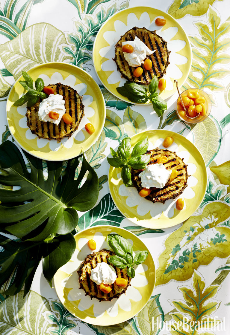 Grilled Pineapple with malted whipped cream 