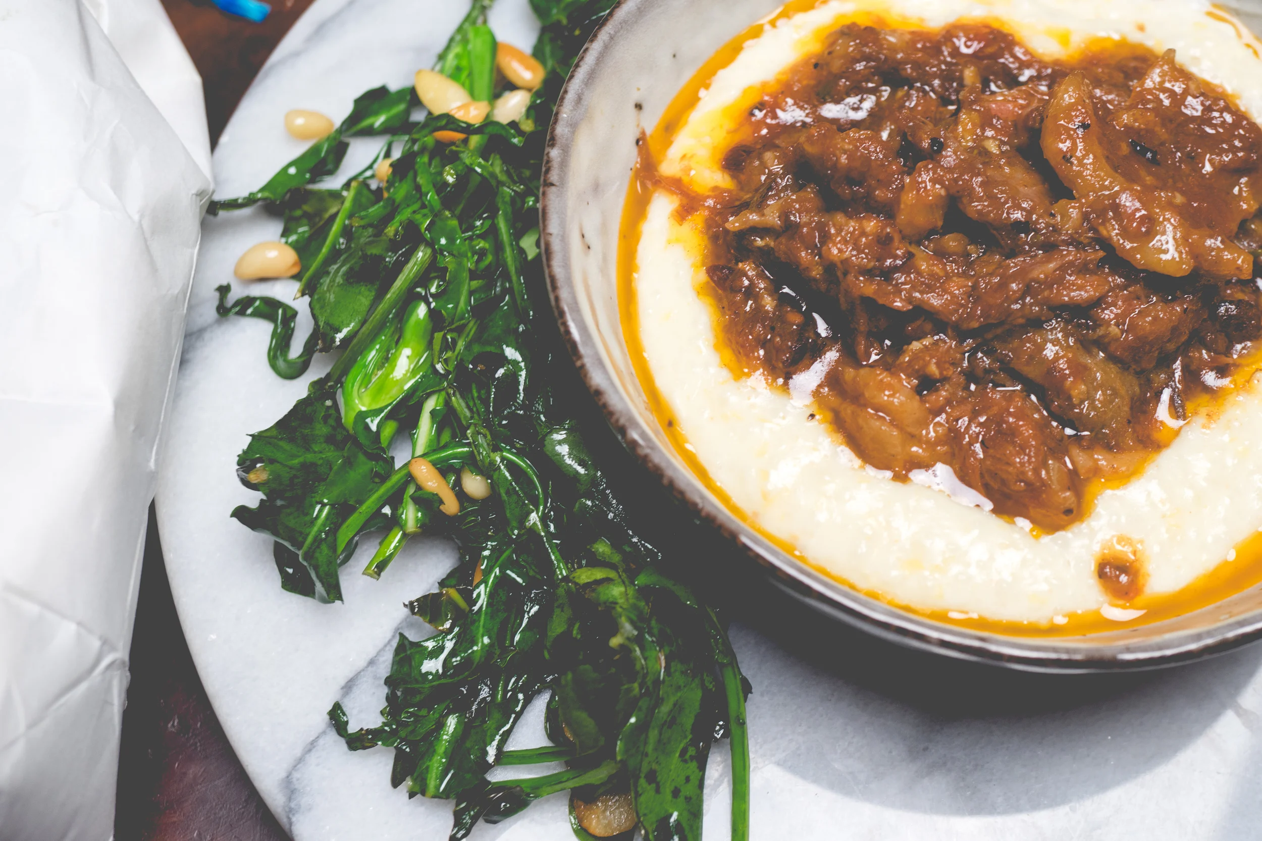 Sous Vide Oxtail | Grits | Spigarello